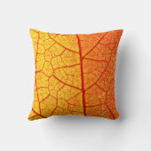 オレンジ鮮やか色の葉のパターン クッション (裏面)