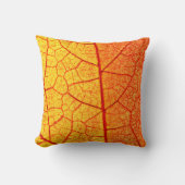 オレンジ鮮やか色の葉のパターン クッション (正面)