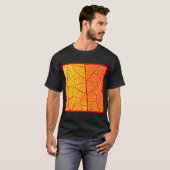 オレンジ鮮やか色の葉のパターン Tシャツ (正面フル)