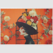 オレンジ鮮やか色の黄色のフローラバードケージハット 薄葉紙 (正面)