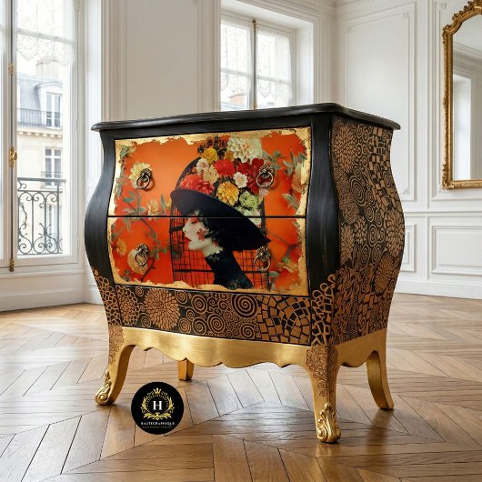 オレンジ鮮やか色の黄色のフローラバードケージハット 薄葉紙