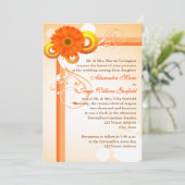 、オレンジ黄色い、ブラウンの花柄の結婚式招待状 招待状 (スタンド正面)