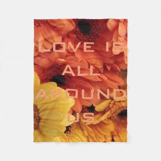 オレンジ黄色のガーベラのデイジーによっては愛毛布が開花します フリースブランケット (正面)