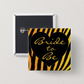 オレンジ黄色のシマウマのバチェロレッテピンがある花嫁 缶バッジ (正面&裏面)