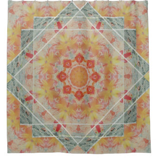 オレンジ黄色のティール（緑がかった色）の南西炎のシャワー・カーテン シャワーカーテン