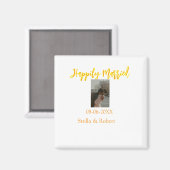 オレンジ黄色のレトロ写真　幸せな結婚したカップル マグネット (正面/裏面)