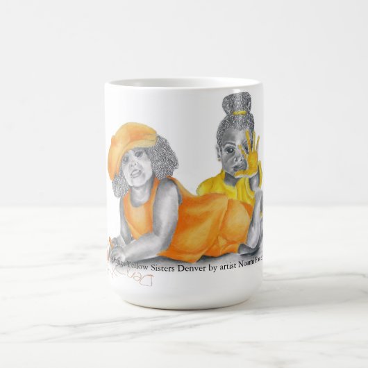 オレンジ黄色の姉妹のデンバーのマグ コーヒーマグカップ (中央)