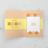 オレンジ黄色の新生児男の子の名前を追加 カード (内部)