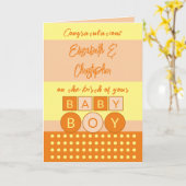 オレンジ黄色の新生児男の子の名前を追加 カード (黄色い花)