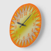 オレンジ黄色の日の出の柱時計 ラージ壁時計 (傾斜)