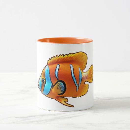 オレンジ黄色の縞模様の魚 マグカップ (中央)