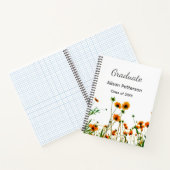 オレンジ黄色の野生の花 モダンな卒業式 ラスティック ノートブック (内部)