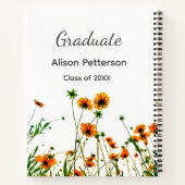 オレンジ黄色の野生の花 モダンな卒業式 ラスティック ノートブック (裏面)