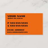 オレンジ黒いスノーボードのインストラクターのカスタム・カード 名刺 (裏面)