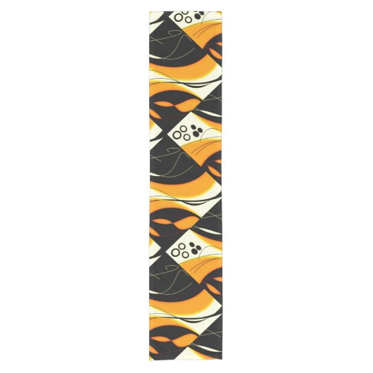 オレンジ黒いデザイン ショートテーブルランナー (正面)