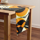 オレンジ黒いデザイン ショートテーブルランナー (インサイチュ)