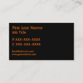 オレンジ黒いリボンのダマスク織のカスタムな名刺 名刺 (裏面)