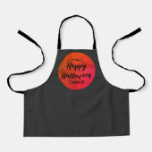 オレンジ黒の満月ハロウィン タイポグラフィ エプロン (正面)