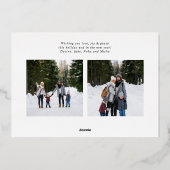 オレンジ黒チェック柄ボーダー 3枚の写真で作るクリスマス 箔シーズンカード (裏面)