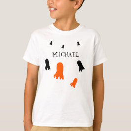 オレンジ黒ハロウィンゴースト オーダーメイド Tシャツ