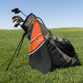 オレンジ黒対角線スストライプクリプト名 ゴルフタオル (グリーン)