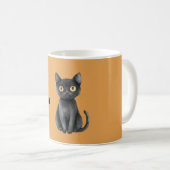 オレンジ黒猫ニャー コーヒーマグカップ (正面右)