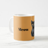 オレンジ黒猫ニャー コーヒーマグカップ (正面左)