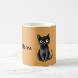 オレンジ黒猫ニャー コーヒーマグカップ
