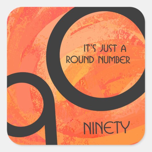 オレンジ10年90誕生日 スクエアシール (正面)