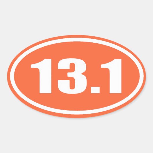 オレンジ13.1ステッカー | Half Marathon 楕円形シール (正面)