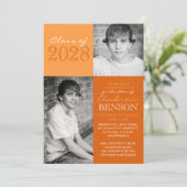 オレンジ2トーン2写真卒業のお知らせ 招待状 (スタンド正面)