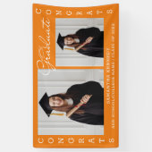 オレンジ2フォトコラージュおめでとう2023年卒業 横断幕 (縦)