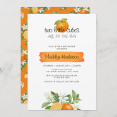 オレンジ2リトルかわいこちゃんツインズベビーシャワー 招待状 (正面/裏面)