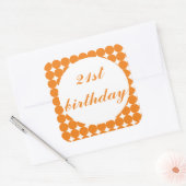 オレンジ21歳の誕生日文字サークル正方形ステッカー スクエアシール (封筒)