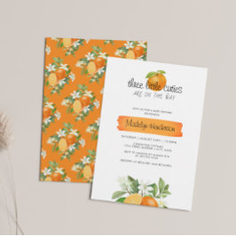 オレンジ3リトルかわいこちゃん三つ子ベビーシャワー 招待状