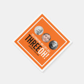 オレンジ30歳の誕生日ビッグスリーオ!カスタム写真 スタンダードカクテルナプキン (角)