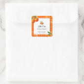 オレンジ3Dシトラスの格子柄のハンドドロー赤ちゃんシャワー スクエアシール (バッグ)