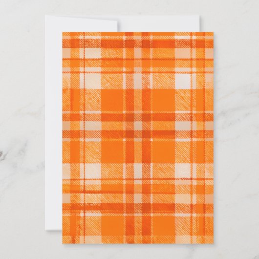 オレンジ3Dシトラスの格子柄のハンドドロー赤ちゃんシャワー 招待状 (裏面)