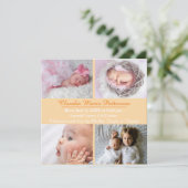 オレンジ4枚の写真 – 誕生のお知らせ 案内状 (スタンド正面)