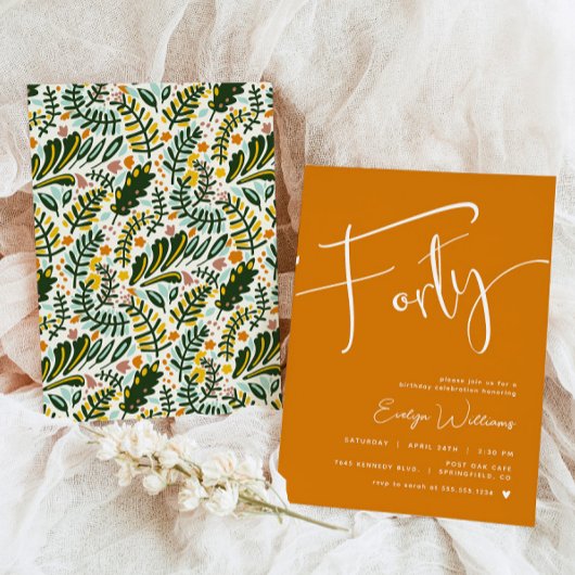 オレンジ40th誕生日招待状 招待状