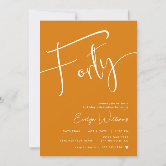 オレンジ40th誕生日招待状 招待状 (正面)