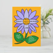 オレンジ50誕生日シンプル紫ひまわり 招待状 (スタンド正面)