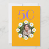 オレンジ50誕生日シンプル紫ひまわり 招待状 (裏面)