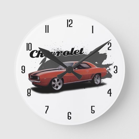 オレンジ69 Camaro ラウンド壁時計 (正面)