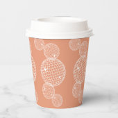 オレンジ70年代レトロディスコボール ブライダルシャワー 紙コップ (裏面)