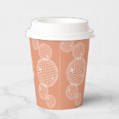 オレンジ70年代レトロディスコボール ブライダルシャワー 紙コップ (右)