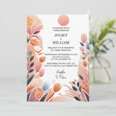 オレンジ70年代80年代90年代ピンクパーチ カラフルウェディング 招待状 (スタンド正面)