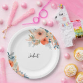 オレンジ70s 80s 90sピンクカラフルブライダルシャワー ペーパープレート (パーティー)