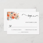 オレンジ70s 80s 90sピンクピーチカラフルズ結婚 出欠カード (正面/裏面)