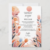 オレンジ70s 80s 90sピンクピーチカラフルズ結婚 招待状 (正面)